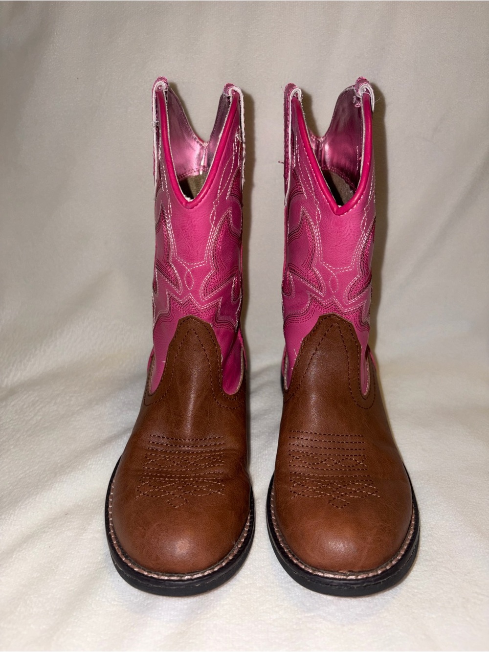 Roper Brown & Pink Western Pull-On Equestrian Boots with Light-Up Soles size 13